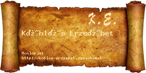 Köblös Erzsébet névjegykártya